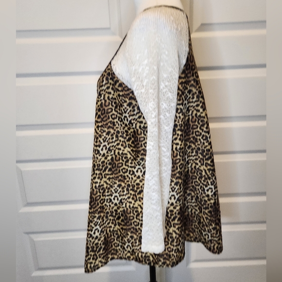 Poeme Leopard Asymmetrical Layered Tunic Top Shirt Long Sleeve Womans Sz M - Picture 3 of 8